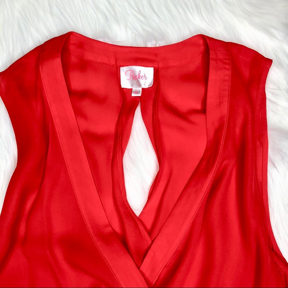 P A R K E R : Red Silk Wrap Top - image 7